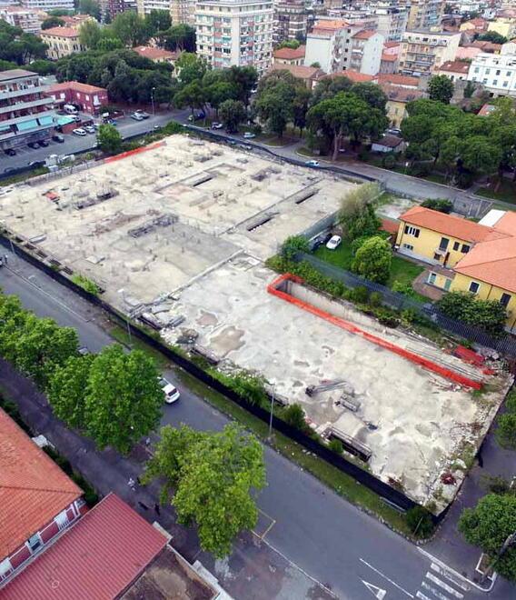 Il cantiere dell’ex Mediterraneo visto dall’alto