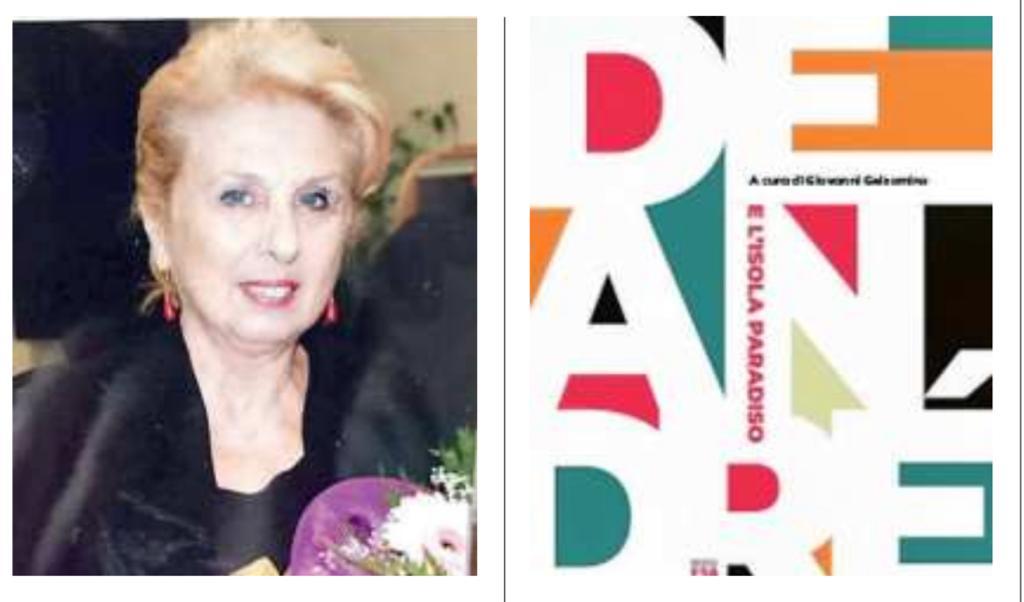 Lalla Pisano e, a destra, la copertina del libro in vendita con la Nuova