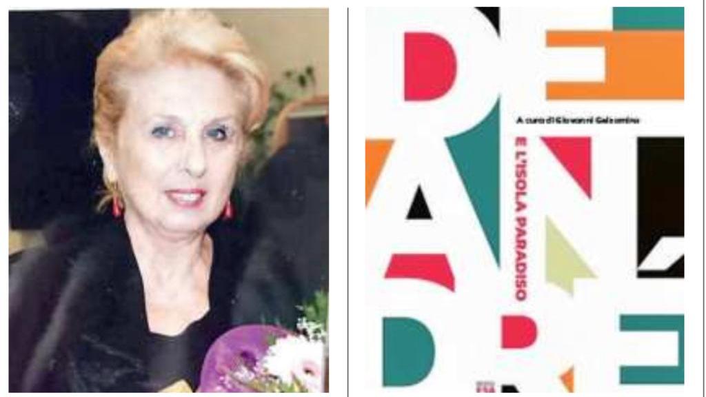 Lalla Pisano e, a destra, la copertina del libro in vendita con la Nuova