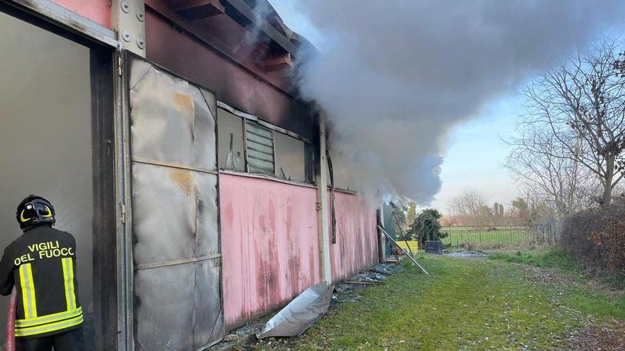 L'intervento dei vigili del fuoco a Reggiolo