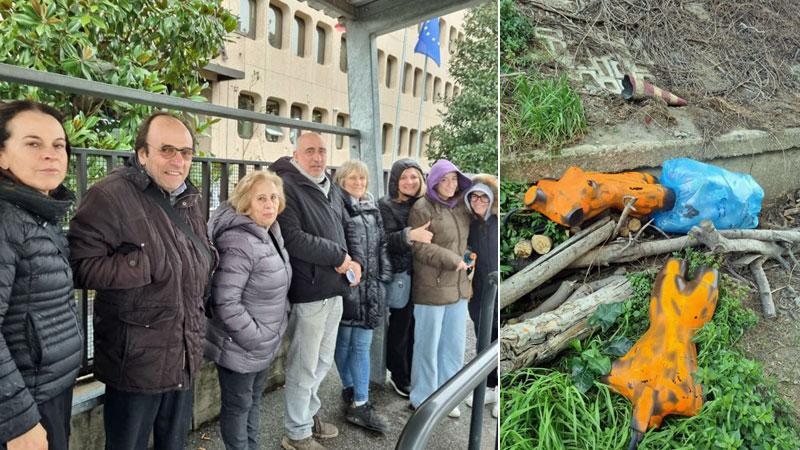 Prato, manichini attaccati sul ponte per protesta. Denunciato residente