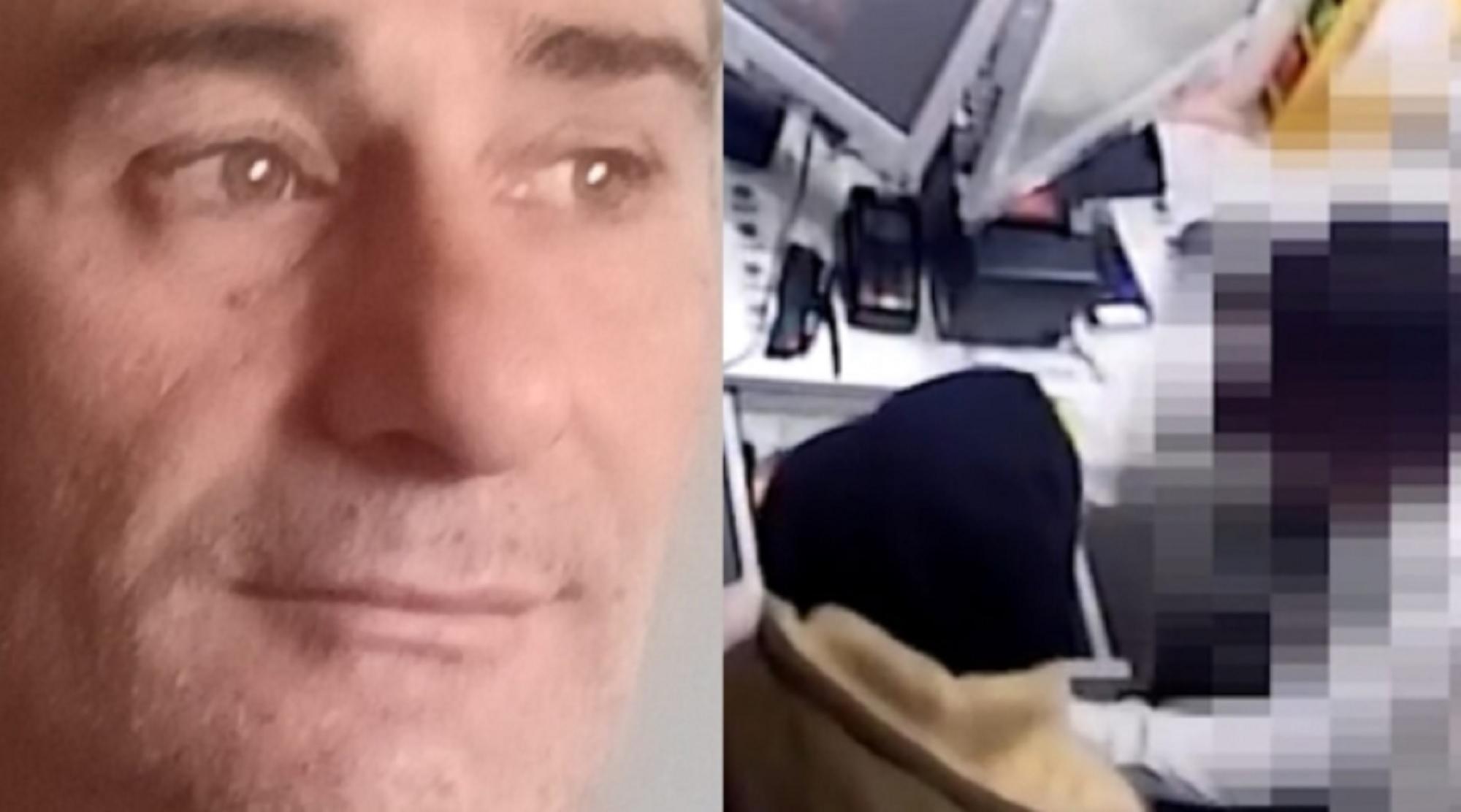 A sinistra il rapinatore arrestato, a destra un'immagine della rapina in farmacia