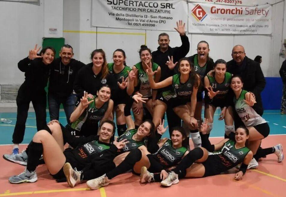 L’esultanza dell’Aglianese Volley