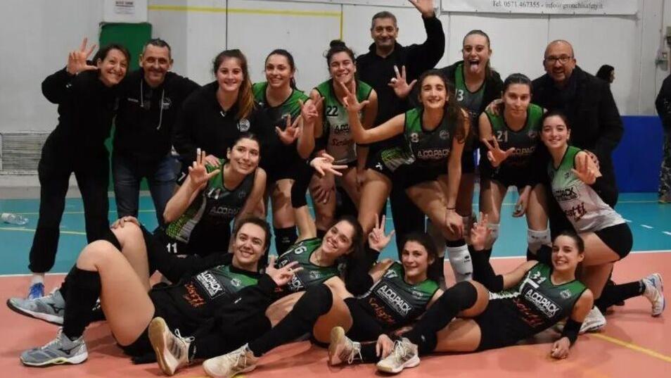 L’esultanza dell’Aglianese Volley