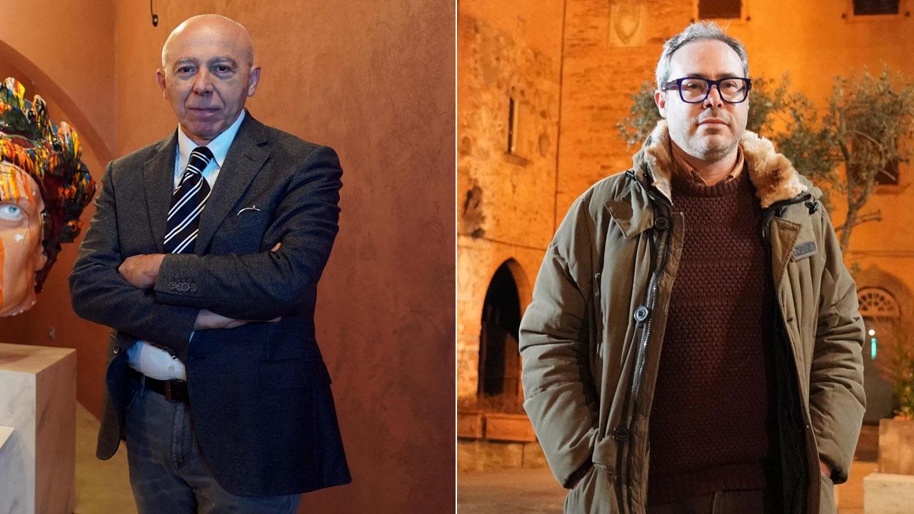 Da sinistra il sindaco di Peccioli Renzo Macelloni e il suo collega di Lajatico Alessio Barbafieri