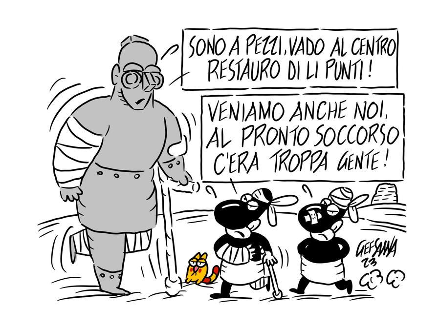 La vignetta di Gef: carenza di personale e di posti letto, i guai della sanità nell’isola