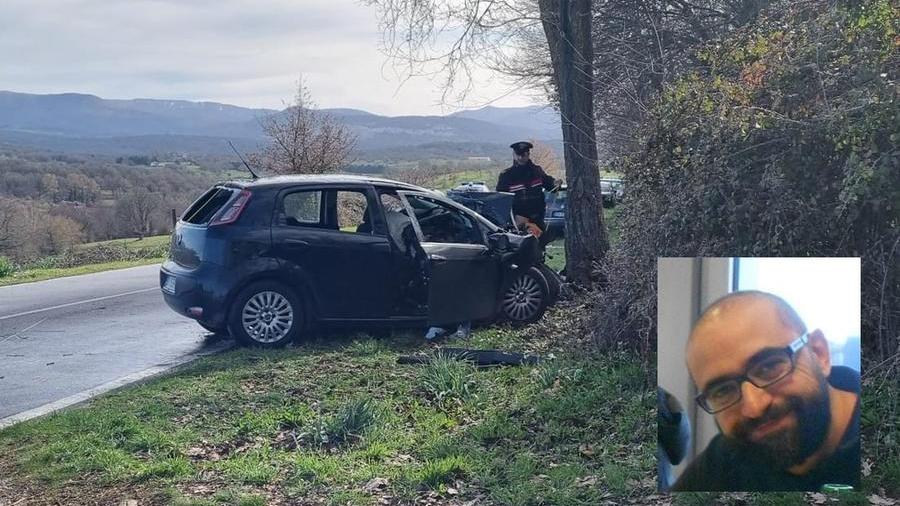 L'incidente costato la vita all'insegnante orunese (foto massimo locci). Nel riquadro, Pietro Brau