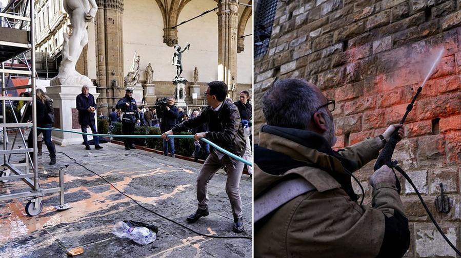 Blitz a Palazzo Vecchio, Nardella: «La vernice degli ambientalisti ha fatto danni per 30mila euro»