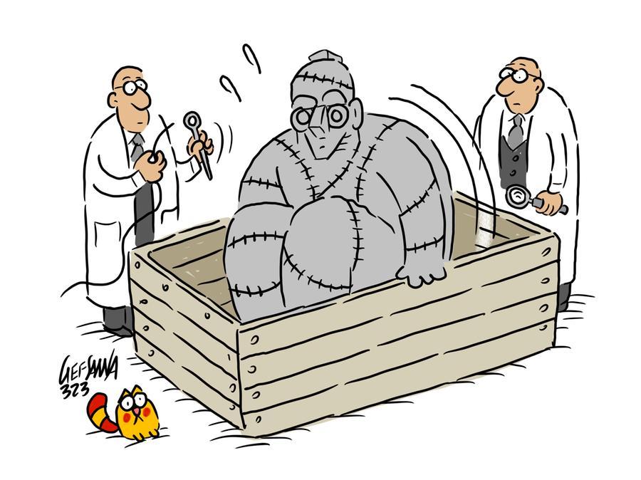 La vignetta di Gef: al via il restauro di altri giganti di Mont’ e Prama