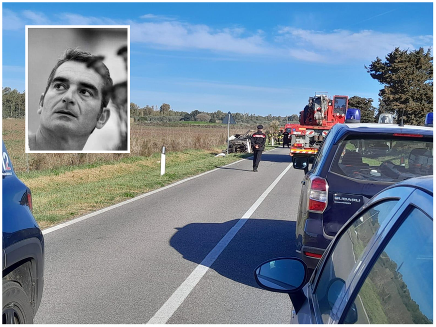 La strada provinciale 292 dove è avvenuto il tragico scontro, nel riquadro la vittima, Ivan Iervolino<em> (foto Francesco Pinna)</em>