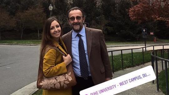 Il professor Vincenzo Sarnicola e sua figlia, la dottoressa Enrica Sarnicola, quando hanno fatto lezione insieme in America alla Duke University