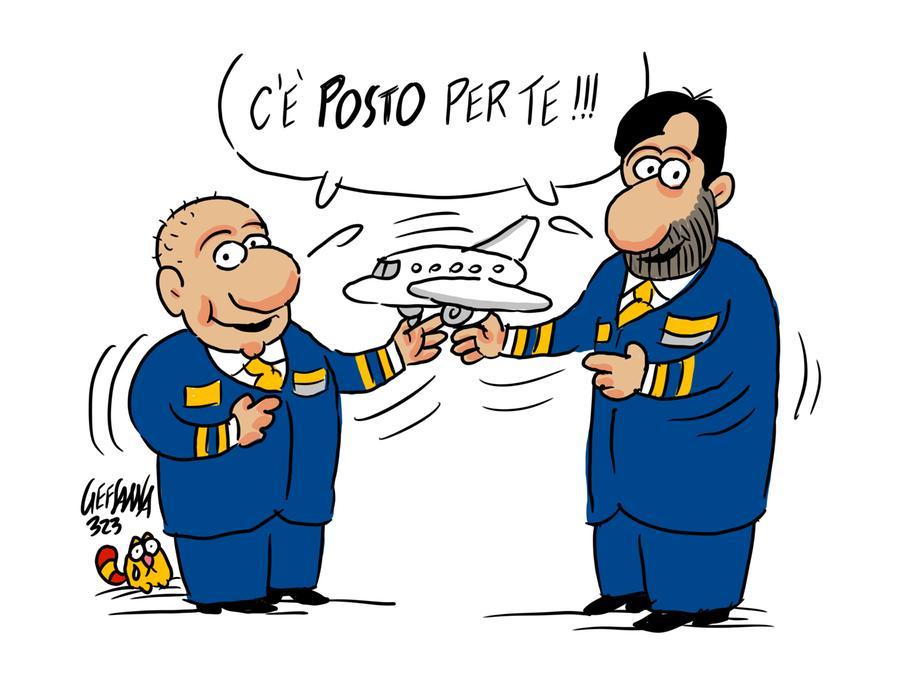 La vignetta di Gef: società unica per i 3 scali sardi, l’assessore ai Trasporti non è contrario