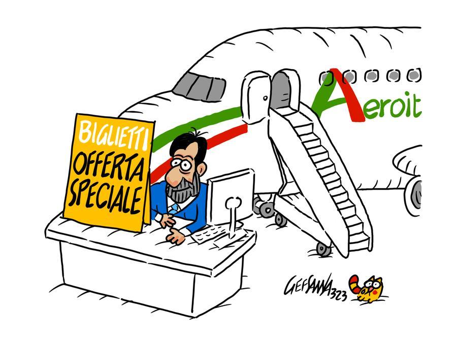 La vignetta di Gef: Aeroitalia, tariffe low cost anche per i non residenti