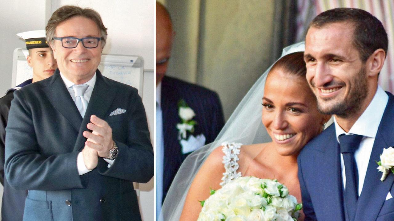 Nella foto in alto a sinistra l’ex titolare di Maroil l’imprenditore settantenne Enrico Bonistalli. A destra Giorgio Chiellini (che secondo il tribunale avrebbe messo a disposizione i soldi per acquistare la casa alla moglie Carolina Bonistalli, nella foto con lui durante il matrimonio celebrato proprio a Livorno)