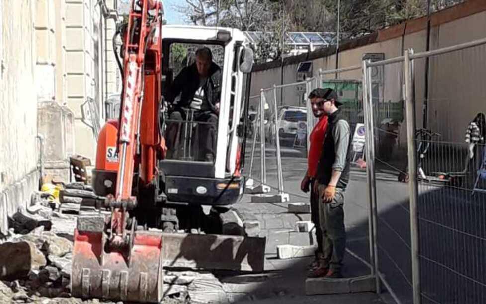 Il cantiere in via Roma