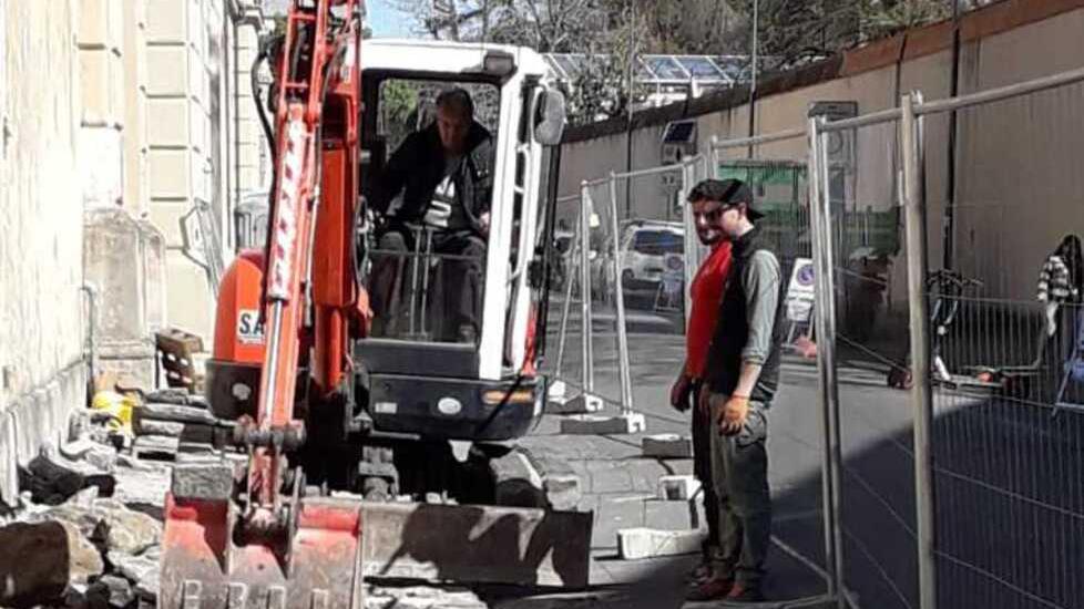 Il cantiere in via Roma