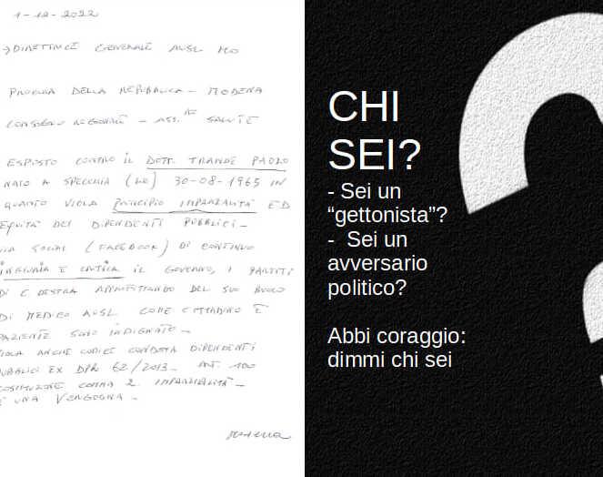 Modena. Paolo Trande (Articolo Uno) intimidito «Abbi coraggio, dimmi chi sei» 