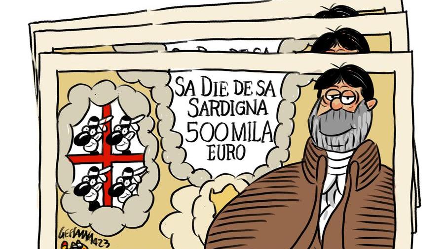 La vignetta di Gef, il costo de “Sa Die” per le casse regionali: 500milaeuro