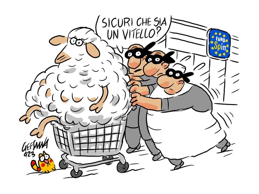 La vignetta di Gef: Macellaio infedele ruba con due complici 25 chili di carne