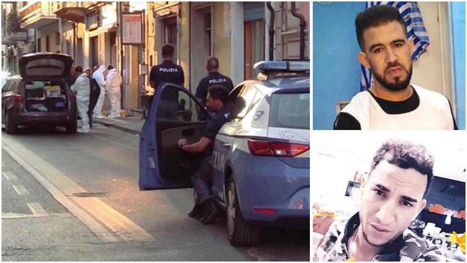 Gli investigatori in via Corridoni; in alto la vittima Halim Hamza e sotto l’omicida Mourad Talbi
