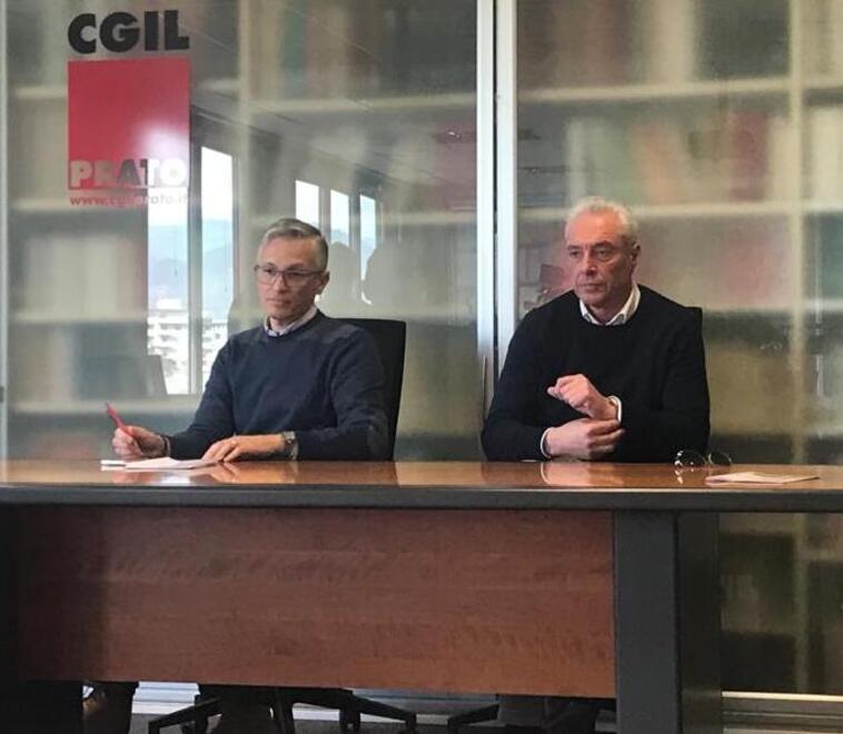 Il segretario della Filctem Cgil Prato Pistoia Juri Meneghetti e l’avvocato Alessandro Gattai