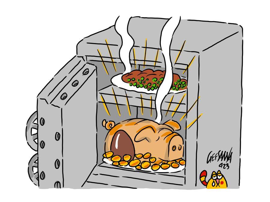 La vignetta di Gef: la tavola di Pasqua, vince il fatto in casa e non si bada a spese