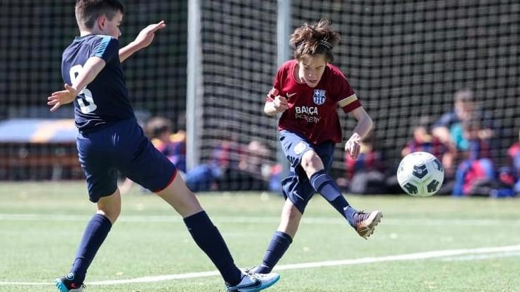 Cesare Falorni con la maglia del Barcellona
