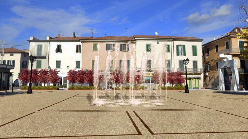 Il rendering che mostra come diventerà piazza della Repubblica a Ponsacco 