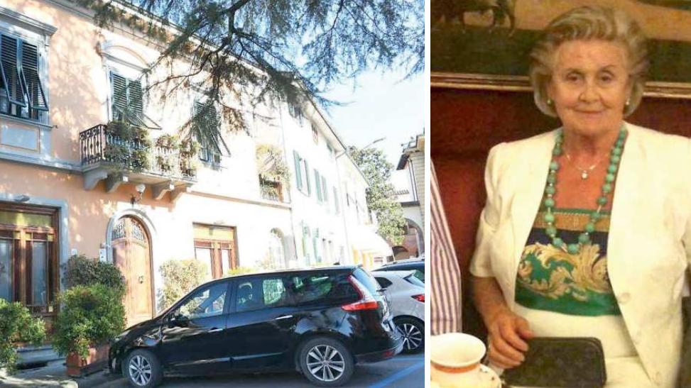 L' abitazione di Gabriella Di Marco in centro ad Altopascio e a destra l’imprenditrice rapinata a febbraio del 2022