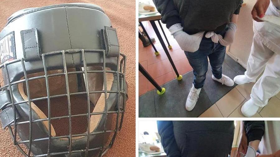 La maschera e un'immagine di Bruno pubblicate sul profilo di Irene Testa