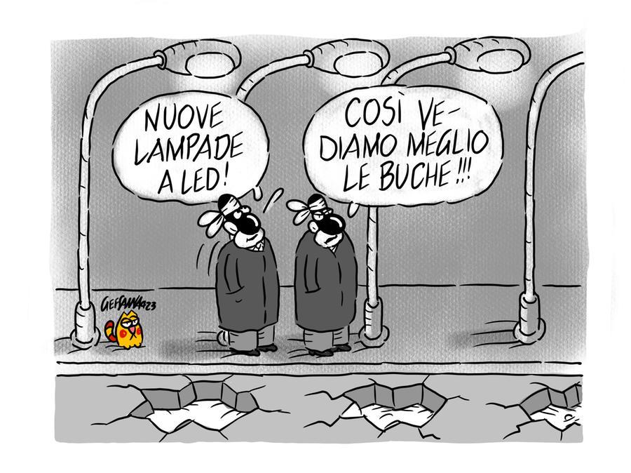 La vignetta di Gef: Sassari al led, ecco la nuova illuminazione pubblica