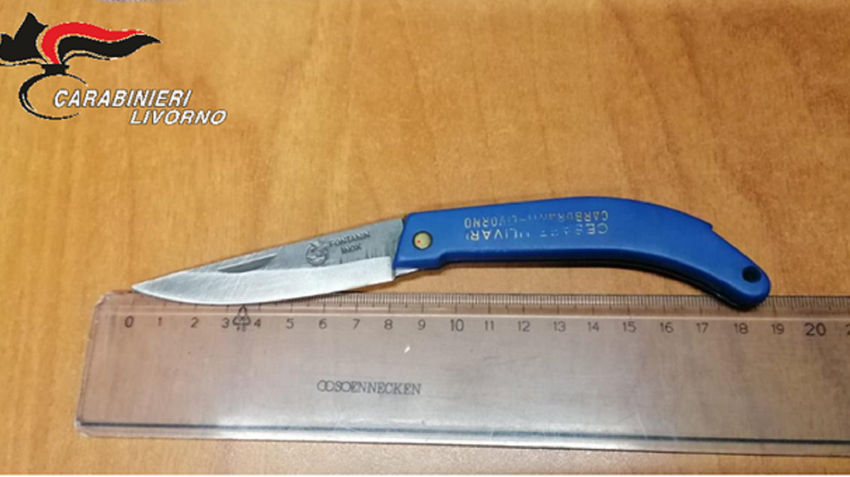 Il coltello sequestrato