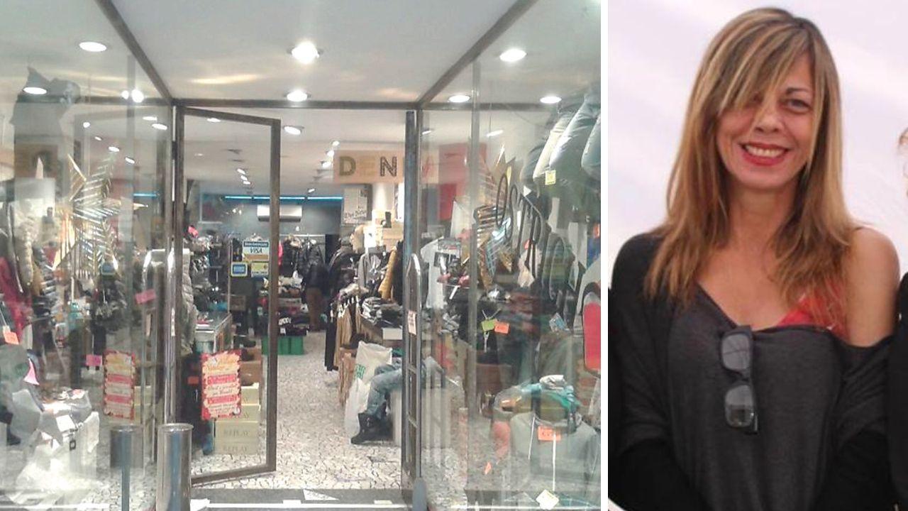A sinistra la vetrina di Ostrich, a destra Federica Tani