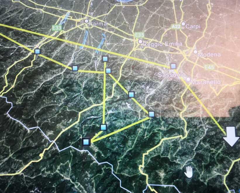 
	La mappa mostra i tragitti percorsi dall'aquila come segnalati dal Gps

