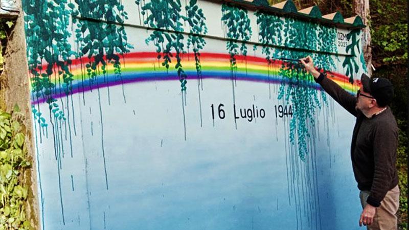 A Casciana un murale di Ozmo per ricordare le 17 vittime della strage di Aiale