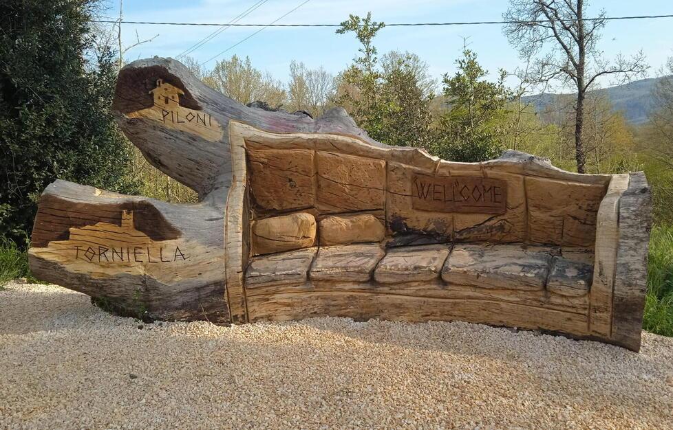 Roccastrada, la quercia caduta trasformata nel “Divanone”: «Un segno di benvenuto per i visitatori»
