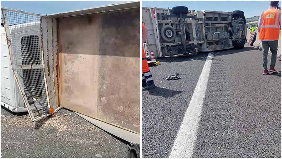Collesalvetti, furgone si ribalta in autostrada: feriti tre operai