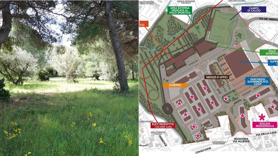 Rosignano, la protesta: «Nuove costruzioni al posto del polmone verde di Solvay»