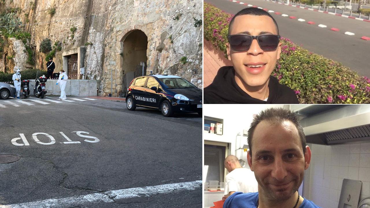 Nella foto a sinistra i carabinieri durante gli accertamenti nello  scantinato (foto Giò Di Stefano). A destra, in alto, Mounir Ghallab (in carcere per l’omicidio) e, sotto, la vittima l’aiuto-cuoco milanese Angelo Carugato