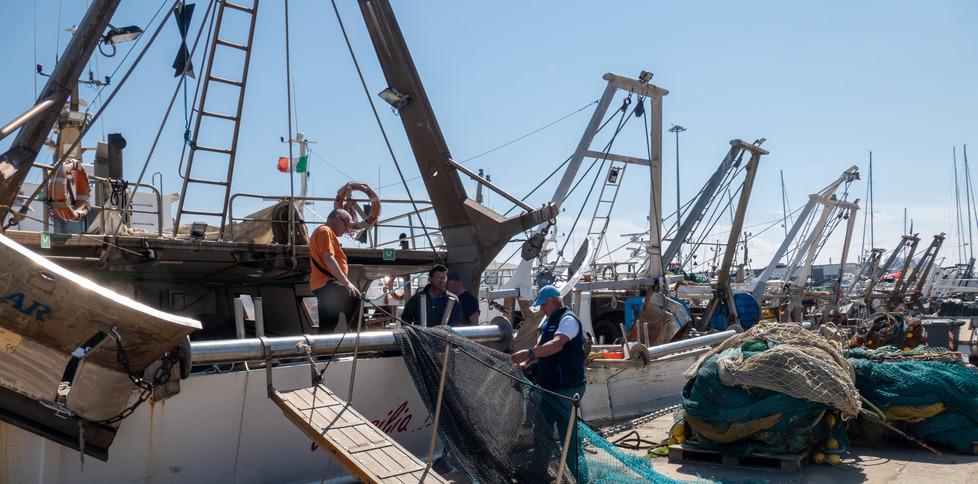 Pescatori in banchina, le reti sequestrate dalla Capitaneria (foto Paglianti)