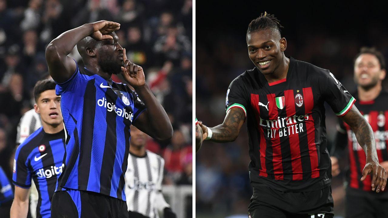 A sinistra l'attaccante dell'Inter Romelo Lukaku, a destra Rafael Leao, stella del Milan di Pioli