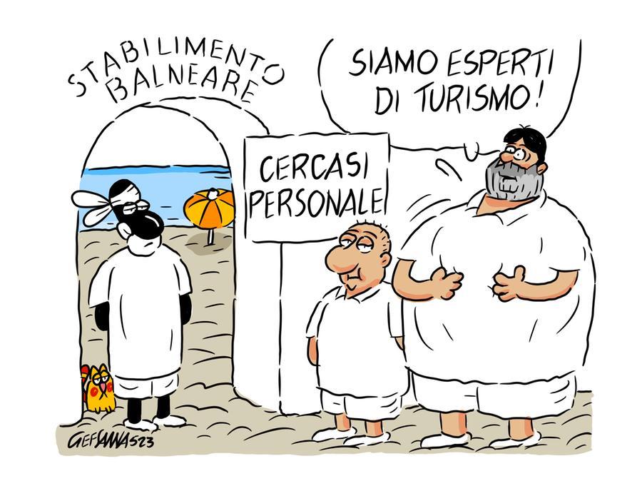 La vignetta di Gef: stagione estiva a rischio in Sardegna, manca il personale