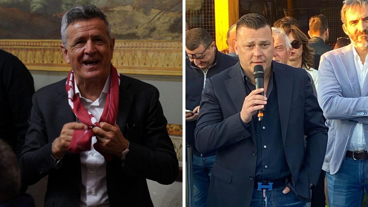 A sinistra Rosettano Navarra, attuale socio di maggioranza del Pontedera calcio; a destra l'imprenditore Enrico Lenzi, pronto a entrare nella società granata