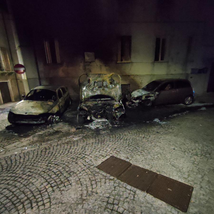 Attentato incendiario a Tempio, distrutte quattro auto e una moto