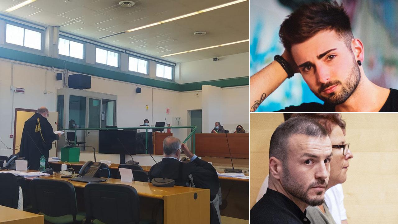 Nella foto grande, un momento del processo di primo grado in aula bunker a Roma. Nelle foto accanto Niccolò Ciatti e il ceceno Bissoultanov