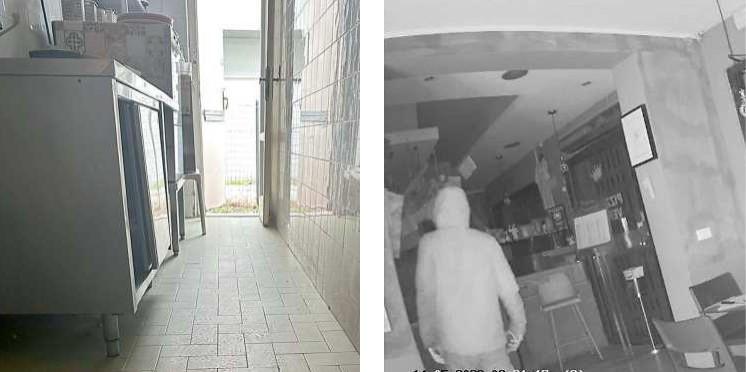Le immagini delle telecamere all’interno del ristorante e i danni alla cella frigorifera