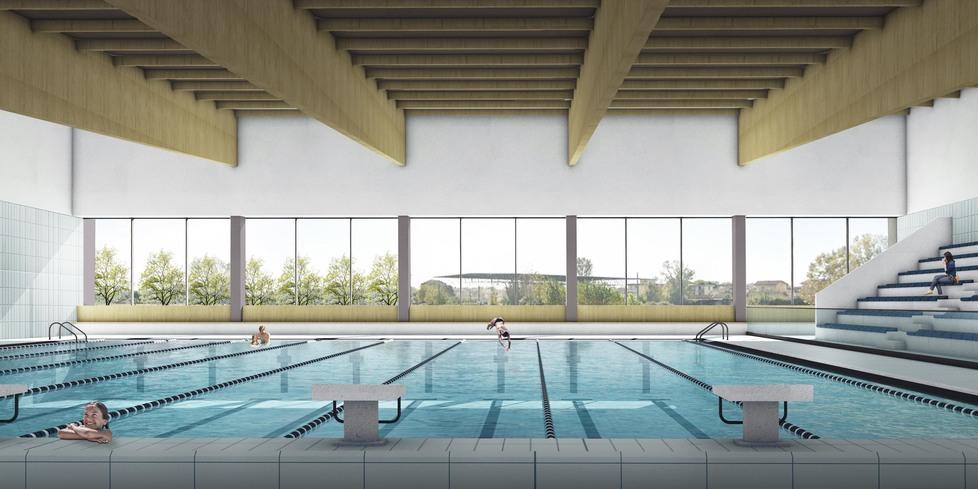 Una simulazione al computer di come sarà la nuova piscina comunale