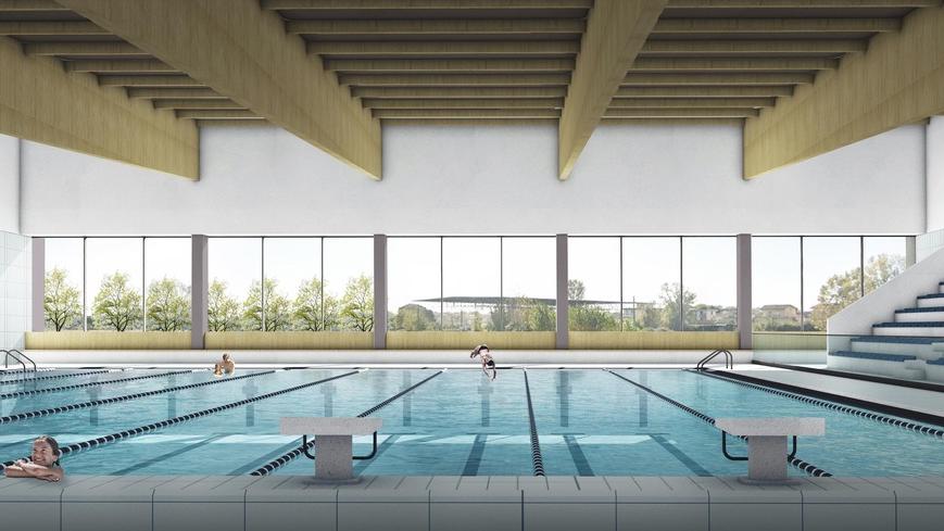 Una simulazione al computer di come sarà la nuova piscina comunale