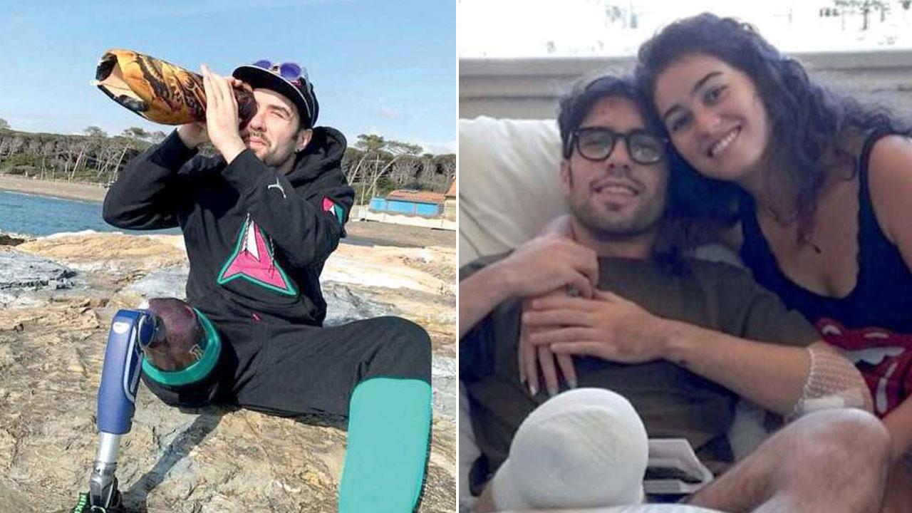 Giacomo Cangialosi nelle settimane successive all’incidente e in una foto più recente