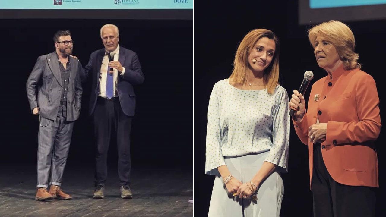 A sinistra il presidente Eugenio Giani con Paolo Vallesi a destra Manetti e Magnolfi